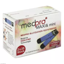 MEDPRO Maxi &amp; mini bandelettes de test de la glycémie, 2X25 pces