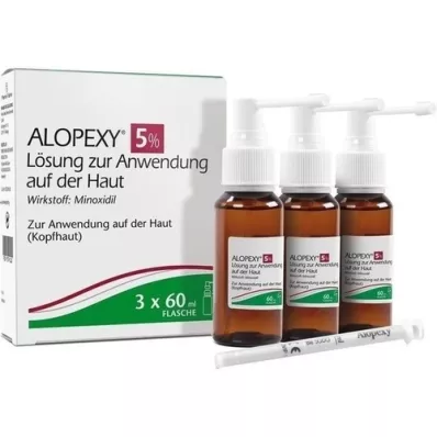 ALOPEXY Solution pour application cutanée à 5%, 3X60 ml