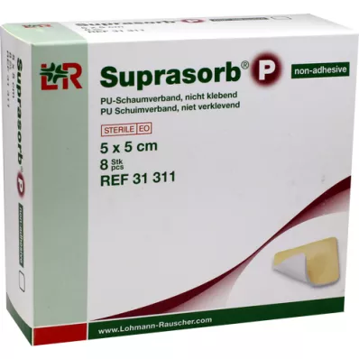 SUPRASORB P PU-Mousse non adhésive 5x5 cm, 8 pces