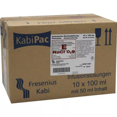 Solution saline isotonique 100 ml à moitié remplie, 10X50 ml Solution saline isotonique 100 ml à moitié remplie, 10X50 ml