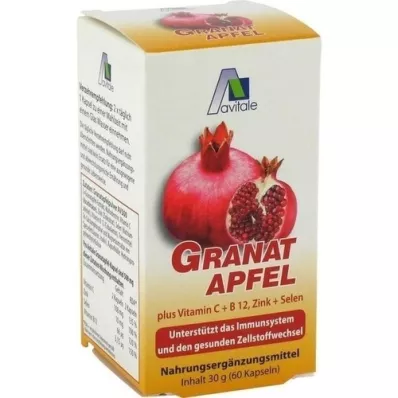 GRANATAPFEL 500 mg plus vit.C+B12+zinc+sélénium, 60 capsules