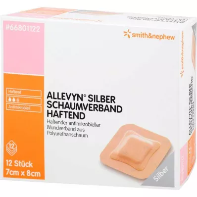 Pansement en mousse dargent Allevyn adhésif 7x8 cm, 12 pièces