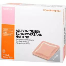 ALLEVYN Pansement mousse argent 12x13 cm adhésif, 12 pces