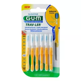 GUM TRAV-LER Sapin jaune 1,3mm interdentaire+6capsules, 6 pces