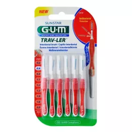 GUM TRAV-LER Bougie 0,8mm rouge interdentaire+6capsules, 6 pces