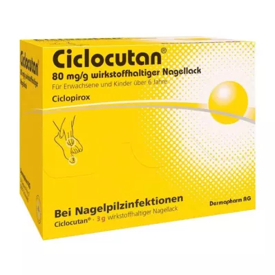 CICLOCUTAN 80 mg/g de vernis à ongles contenant la substance active, 3 g