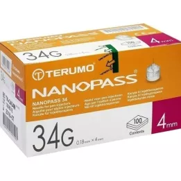 TERUMO NANOPASS 34 Pen Aiguille 34 G 0,18x4 mm, 100 pces