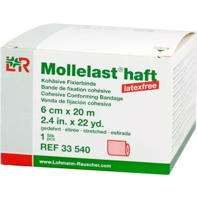 Adhésif Mollelast sans latex 6cmx20m étiré rouge, 1 pièce Adhésif Mollelast sans latex 6cmx20m étiré rouge, 1 pièce