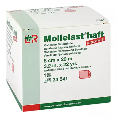 Adhésif Mollelast sans latex 8cmx20m étiré rouge, 1 pièce Adhésif Mollelast sans latex 8cmx20m étiré rouge, 1 pièce