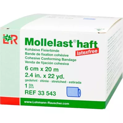 Adhésif Mollelast sans latex 6cmx20m étiré bleu, 1 pc