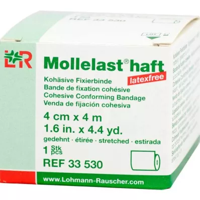 Adhésif Mollelast sans latex 4cmx4m étiré blanc, 1 pièce