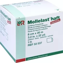 MOLLELAST Bandes adhésives sans latex 8 cmx20 m blanc, 1 pc