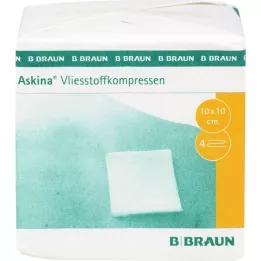 ASKINA Compresse non tissée 10x10 cm non stérile 4 plis, 100 pces