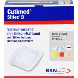 CUTIMED Siltec B pansement mousse 10x10 cm avec adhésif, 12 pces