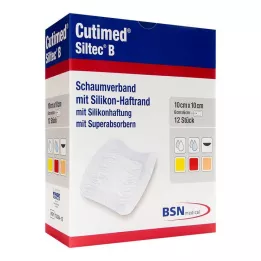 CUTIMED Siltec B pansement mousse 10x10 cm avec adhésif, 12 pces