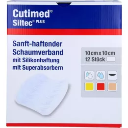 CUTIMED Pansement mousse Siltec Plus 10x10 cm adhésif, 12 pces