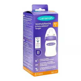 LANSINOH Bouteille à col large 160 ml avec tétine S, 1 pc