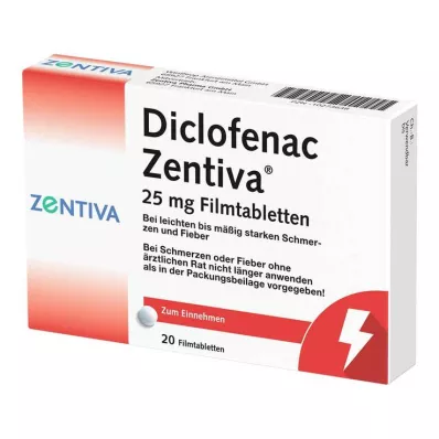 Diclofénac Zentiva 25 mg comprimés pelliculés, 20 pc Diclofénac Zentiva 25 mg comprimés pelliculés, 20 pc
