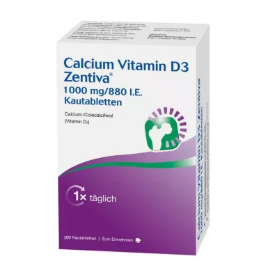 Calcium Vitamine D3 Zentiva 1000 mg / 880 UI comprimés à croquer, 100 pc