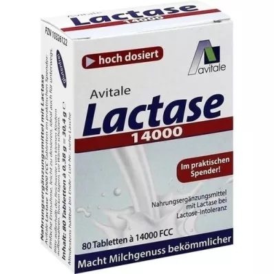 LACTASE 14.000 FCC Comprimés en distributeur, 80 unités