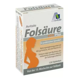 FOLSÄURE Comprimés 400 Plus B12+Iode, 120 comprimés