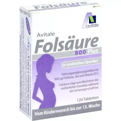 FOLSÄURE Comprimés 800 Plus B12+Iode, 120 comprimés