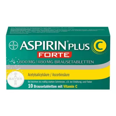 Aspirine plus C forte 800 mg / 480 mg comprimés effervescents, 10 pc Aspirine plus C forte 800 mg / 480 mg comprimés effervescents, 10 pc