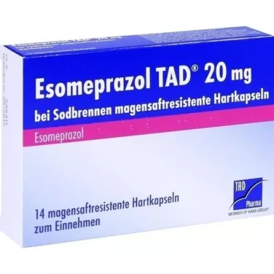 ESOMEPRAZOL TAD 20 mg pour les brûlures destomac, 14 gélules