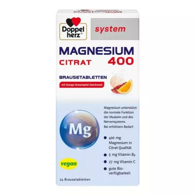 Système Doppelherz Magnésium 400 Comprimés effervescents de citrate, 24 pc Système Doppelherz Magnésium 400 Comprimés effervescents de citrate, 24 pc