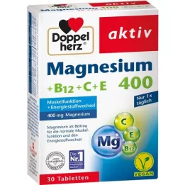 DOPPELHERZ Comprimés de Magnésium 400+B12+C+E, 30 comprimés