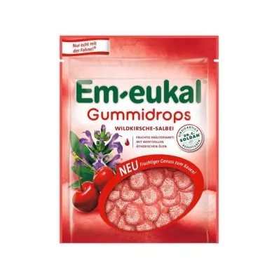 Gomme Em-eukal gouttes de sauge cerise sauvage contenant du sucre, 90 g