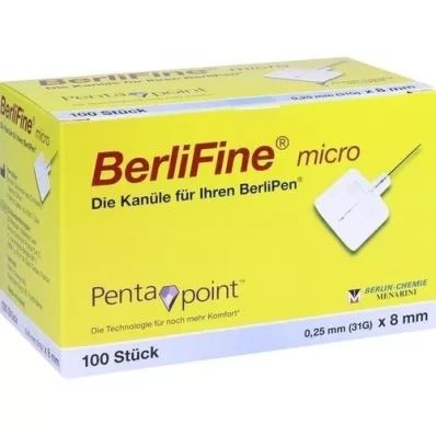 BERLIFINE micro canules 0,25x8 mm, 100 pces