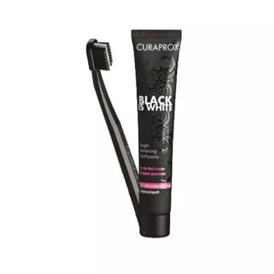 CURAPROX Pâte dentifrice au charbon black is white et brosse, 1 pc