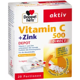 DOPPELHERZ Vitamine C 500+Zinc Depot DIRECT Pellets, 20 pc