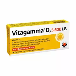 VITAGAMMA D3 5.600 I.E. Vitamine D3 NEM Comprimés, 20 pcs