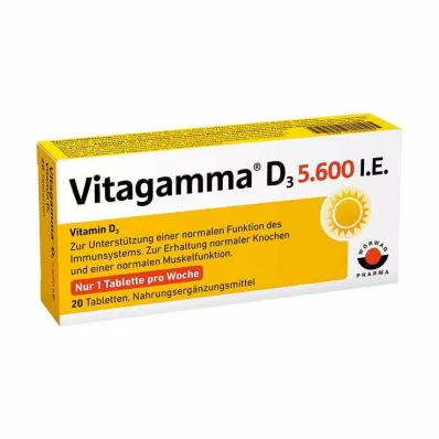 Vitagamma D3 5 600 UIVitamine D3 NEM comprimés, 20 pc Vitagamma D3 5 600 UIVitamine D3 NEM comprimés, 20 pc
