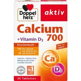 DOPPELHERZ Comprimés de Calcium 700+Vitamine D3, 30 Comprimés