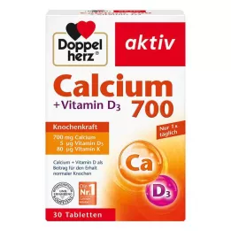 DOPPELHERZ Comprimés de Calcium 700+Vitamine D3, 30 Comprimés