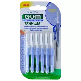 GUM TRAV-LER Bougie 0,6mm bleu clair brosse interdentaire, 6 pces