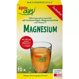 APODAY Poudre de magnésium mangue-fruit de la passion sans sucre, 10X4.5 g