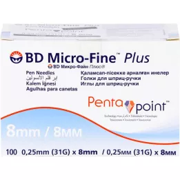 BD MICRO-FINE+ 8 aiguilles 0,25x8 mm, 100 pièces