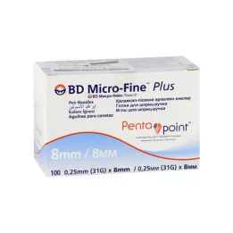 BD MICRO-FINE+ 8 aiguilles 0,25x8 mm, 100 pièces