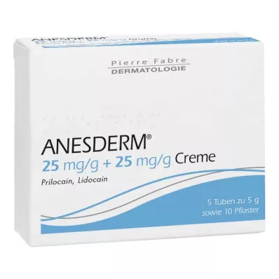 ANESDERM 25 mg/g + 25 mg/g crème + patch, 5X5 g ANESDERM 25 mg/g + 25 mg/g crème + patch, 5X5 g
