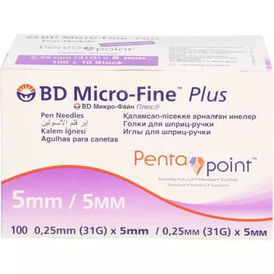 BD MICRO-FINE+ 5 aiguilles 0,25x5 mm 31 G, 100 pces