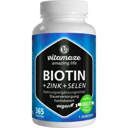 BIOTIN 10 mg hautement dosé + comprimés de zinc + sélénium, 365 comprimés