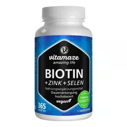 BIOTIN 10 mg hautement dosé + comprimés de zinc + sélénium, 365 comprimés