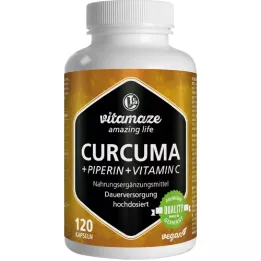 CURCUMA+PIPERIN+Gélules de vitamine C végétaliennes, 120 gélules