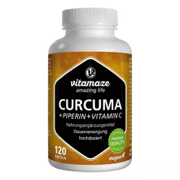 CURCUMA+PIPERIN+Gélules de vitamine C végétaliennes, 120 gélules
