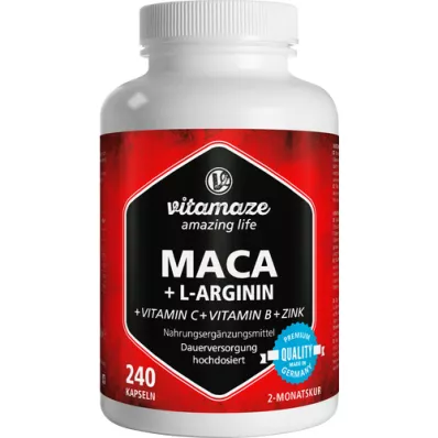 MACA Capsules 4:1 hautement dosées + L-arginine, 240 capsules