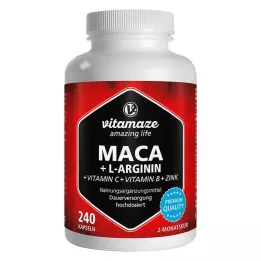 MACA Capsules 4:1 hautement dosées + L-arginine, 240 capsules